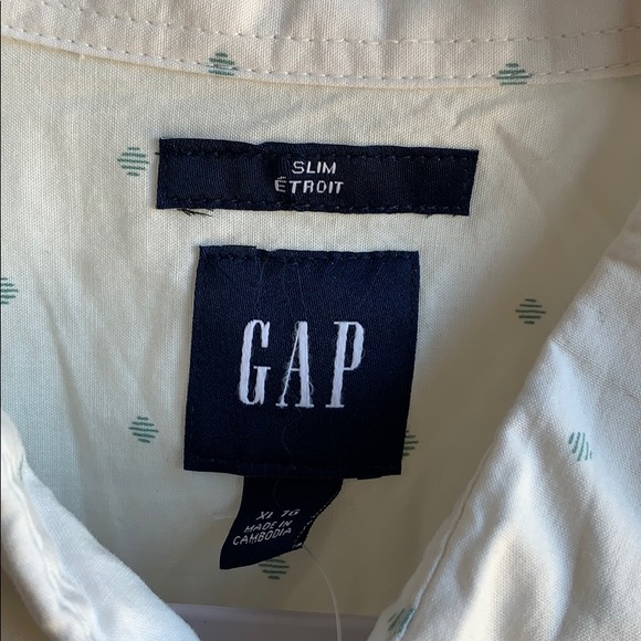 Gap Button Down Shirt Green Diamond Pattern - Picture 4 of 9